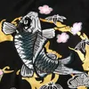 Karp broderi män t-shirt kinesisk stil sommar kort ärm t-shirts hip hop tops tees streetwear