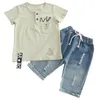 Vêtements pour garçons été 2019 coton à manches courtes t-shirt trou bleu jean pantalon 2 pièces ensemble de vêtements pour enfants mode enfants vêtements 7161414