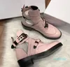 Sping Summer Fashion Womens Black Pink White Purtent Patent Leather Two Gold Metal Buckle Strap Cut Out Biker Martin Onkle Boots