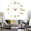 Orologio da parete 3D in acrilico fai-da-te Design moderno Grandi orologi decorativi al quarzo Movimento silenzioso Decorazioni per soggiorno Nero dorato