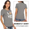 女性用TシャツカジュアルショートスリーブジーンズワークパイナップルラブTシャツポリエステルスリム衣類ベーシックティートップ2022