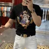Men's T-Shirts Mercerized Cotton Western Style Summer New Fashion Brand Colorful Laser Luxury Baroque Eagle Rhinestone Tees Male Top Green Black White M-4XL