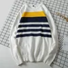 V NECK Pullover Men 100% Cotton Sweaters for Men Striped Homme Casual Mens Sweaters est 4XL Japan Style 210601