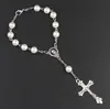 Katholischer Rosenkranz Gebet Perlen Armband Kreuz Imitation Perle Acryl Armreifen Mode Armband Fit Party Souvenirs Frauen