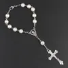 Katholieke rozenkrans gebed kralen armband cross imitatie parel acryl armbanden mode polsband fit party souvenirs vrouwen