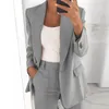 Fatos femininos blazers escritório senhoras casaco casaco de cor sólida overcoat blazer dobro outono 2021 casuais bolsos feminino