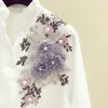 Neploe 3D Embroidery Flower Blouse Women Shirts New Korean Long Sleeve V-neck Blusas Korean Pullover Plus Size Tops 58108 210317