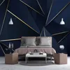 Personalizzato 3D moda luce lusso astratto linea dorata sfondo blu sfondo murale soggiorno tv divano impermeabile