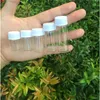 Mini garrafas de vidro com parafuso de plástico branco tampão transparente frasco 5ml 6ml 7ml 10ml 14ml frascos 100pcsgood qty