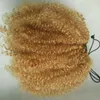 Honey blonde Short Curly Ponytail Extension Drawstring Hair Bun Extension With Two Plastic Combs Hairpiece for Women 14" #27