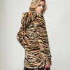 Mezclas de lana para mujer 2022 Abrigo de piel artificial de invierno Moda femenina Chaqueta larga con capucha con estampado de leopardo Grueso Cálido Ropa de abrigo de gran tamaño S-4XL