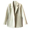 Mulheres elegante daliy negócio branco blazer entalhado manga longa solta escritório jaqueta moda primavera outono 16w925 210510