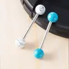 Stone Tongue Piercing Barbell Stud Nipple Ring Ear Cartilage Tragus Bar Stainless Steel for Men Women Body Jewelry Gift