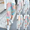 Casual Tie-Dye Print Potlood Broek Dames Herfst Winter Elastische Hoge Taille Lace Up Sport Broek Vrouw Plus Size Joggers Broek 210507