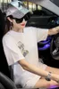 Moda O Collar Wiertnice Topy Kobiety Casual Krótki Rękaw Tees Lato Mid Długość Kobieta Koszulka Koreańska T-shirty 210507