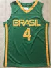 Maglia da basket della squadra brasiliana # 4 Oscar Schmidt Maglia blu personalizzata di qualsiasi dimensione Maglie cucite ritorno al passato