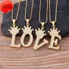 New Design 26 Letters AZ Zircon Crown Initial Alphabet Pendant Necklace Handsome Punk HipHop Style Choker Chain Jewelry Gift1249274