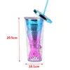 Mermaid Tail Water Tumbler Gradient Cekiny Plastikowe Słomy Kubki Kawowe Mleko Kubek Boże Narodzenie Party Prezent 4 Styles