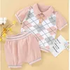 Sommar spädbarn baby pojkar flickor kortärmad t-shirt + byxa kostym kläder sätter barn pojke tjej kläder 210429