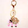 Bling Bling Crystal Keychains Животные Слон Кулон Металлические Брелки Слон Ключ Цепи Металлический Ключ Кольцо Маленький Подарок