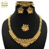 ANIID Jewelery Set Dubai Necklace For Womans Gold Jewelry Wedding Rings Indian Bridal Earrings Bracelet 24k Plated Polynesian H1022