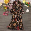 Plus Size Women's New High-end Western Style Tidig Höst Lång Klänning Till Ankel All-Match Vacker Mamma Och Lady Dress UK019 x0521