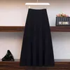 Arrival Autumn Winter Korea Fashion Women High Waist Slim A-line Skirt All-matched Casual Knitted Long Plus Size S503 210512