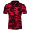 Atacado Mens Polos moda camuflagem polo macho manga longa casual magro militares camiseta xxl colar roupa