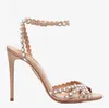 Perfect Festive Season Tequila Leather Women's Sandals Shoes Strappy Design Crystal Embellishments Lady Gladiato High Heels Party Wedding Dress eu35-43