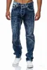 Mode Jeans Hommes Taille Haute Maigre Hommes Denim Boyfriend Pantalon Printemps Automne Droite Biker Noir Bleu Pantalon Jean 211108