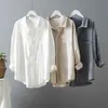 Camicetta bianca vintage primavera Plus Size Camicia a maniche lunghe da donna con bottoni Top Casual in cotone sciolto OL Ladies Blusas 12538 210521