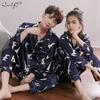 Amoureux Hiver Pyjamas Couples Unisexe Vêtements De Nuit En Soie Doux Pyjama Ensembles Chemise De Nuit Femmes Pyjama Ensembles À Manches Longues Hommes Lounge Pijamas 210901