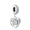 Alphabetnummern 13 16 18 21 30 40 50 60 70 Perlen authentische 925 Silberanpassung Original -Charm -Armband Berloque23659216264765