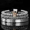 3pcSset Luxury Micro Pave CZ Crown Roman Royal Charm Men Bracelets Crystals en acier inoxydable Bangles Couple Handmade Jewelry Gift 5995476