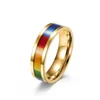 Anello ad anello gay in acciaio inox anello arcobaleno anello arcobaleno per uomini donne band da sposa oro gioielli di moda nero