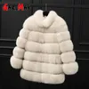 Plus Taille Vêtements d'extérieur d'hiver Furry Faux Manteau Femmes Col Haut À Manches Longues Fausse Veste Gilet Casual 210428