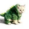الحيوانات الأليفة الملابس جرو القط مضحك ديناصور زي الشتاء الدافئة القطيفة القط معطف الصوف هوديس سترة صغيرة الكلب هريرة الملابس