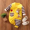 Infant Born Baby Romper Girls Chłopcy Z Długim Rękawem Star Cartoon Żyrafa Zwierząt Drukuj Panicy Kombinezon Stroje dla niemowląt 220106