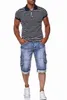 Jeans män korta byxor sommar casual streetwear mens kläder hip hop jeans ficka skinny denim jean byxa shorts blå 211120