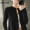 Snaoutofit Camisola das Mulheres, Cardigan de lã de pescoço em volta, base de malha, cor sólida, versão coreana, jaqueta solta, preço especial 210918