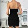 Missakso Women Bodycon Mini Dress Backless Night Club Elegant Party Sexig Summer Chains Strap Dress Black 210625