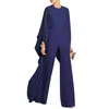 Dames chiffon bat mouw brede poten formele avond jumpsuit rompers full mouw long jumpsuit witte vrouwen sexy jumpsuit 210326