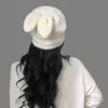 Cappello da coniglio carino da donna di alta qualità Aggiungi orecchie foderate in pelliccia Sciolto berretto invernale in lana elegante lavorato a maglia per berretto caldo 211119