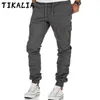 Män casual byxor mode våren höst last skinny sweatpants byxor joggare arbetsgata bär dragsko 210715