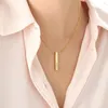 Collana personalizzata con nome personalizzato in acciaio inossidabile con incisione su quattro lati 3d Bar Regalo di famiglia per donne/uomini