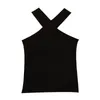 Dames Tanks Camis Sexy Dames Gebreide Criss Cross Halter Backless Tank Tops Zomer Mode Meisjes Slanke Knitwear Bandage Cropped Lady Vesten