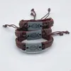 Fashion Brown Leather Rope Braided Handmade Jesus Charm Bracelets Jewerly Punk Bangle For Women Men Unisex