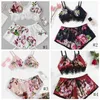 V Neck Sleepwear Summer Women Pajamas Printed Maternity Intimates Lace Short Pants Lingerie Hollowed Underwear sexy underwears GGA3862