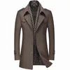 Cappotto invernale da uomo in lana da uomo Business Casual caldo misto lana spessa Cappotto da pisello in lana Trench maschile soprabito 211122