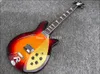 4005 4 ciągi tytoniu Sunburst Fire Glo Jazz Electric Bass Guitar Semi Hollow Ciało, Pojedyncze otwór F, Gold Sparkle PickleGuard, Wiązanie szachownica, Sprzęt chromowany